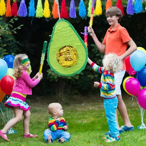 Mermaid Tail Pinata with Plastic Bat and Paper Blindfold for Fun Fiesta Taco Party Supplies Photo Props Mexican Theme Decoration Carnivals Festivals Girl Kids Birthday Parties 13W x 16H xAvocado