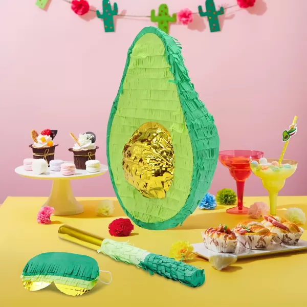 Mermaid Tail Pinata with Plastic Bat and Paper Blindfold for Fun Fiesta Taco Party Supplies Photo Props Mexican Theme Decoration Carnivals Festivals Girl Kids Birthday Parties 13W x 16H xAvocado