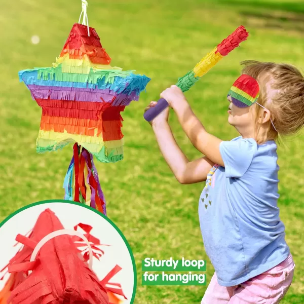 Mermaid Tail Pinata with Plastic Bat and Paper Blindfold for Fun Fiesta Taco Party Supplies Photo Props Mexican Theme Decoration Carnivals Festivals Girl Kids Birthday Parties 13W x 16H xStar