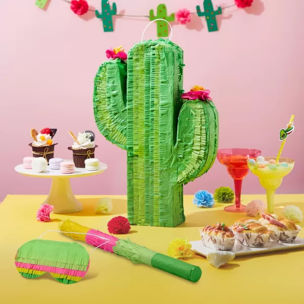 Mermaid Tail Pinata with Plastic Bat and Paper Blindfold for Fun Fiesta Taco Party Supplies Photo Props Mexican Theme Decoration Carnivals Festivals Girl Kids Birthday Parties 13W x 16H xCactus