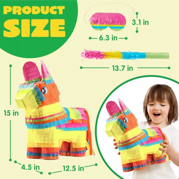 Mermaid Tail Pinata with Plastic Bat and Paper Blindfold for Fun Fiesta Taco Party Supplies Photo Props Mexican Theme Decoration Carnivals Festivals Girl Kids Birthday Parties 13W x 16H xBig Donkey