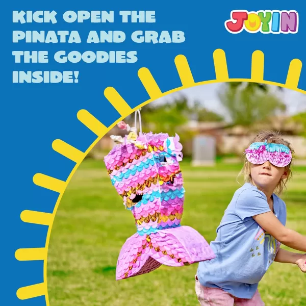 Mermaid Tail Pinata with Plastic Bat and Paper Blindfold for Fun Fiesta Taco Party Supplies Photo Props Mexican Theme Decoration Carnivals Festivals Girl Kids Birthday Parties 13W x 16H xMermaid