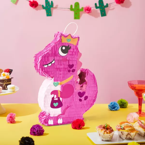 Mermaid Tail Pinata with Plastic Bat and Paper Blindfold for Fun Fiesta Taco Party Supplies Photo Props Mexican Theme Decoration Carnivals Festivals Girl Kids Birthday Parties 13W x 16H xDinosaur Girl