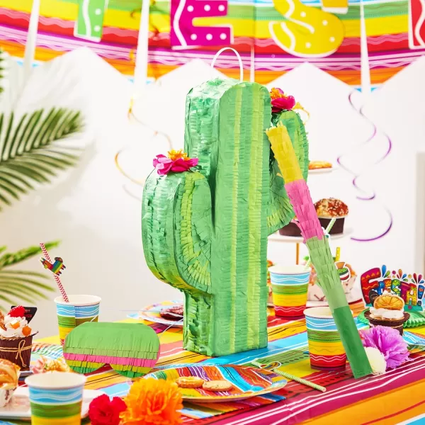 Mermaid Tail Pinata with Plastic Bat and Paper Blindfold for Fun Fiesta Taco Party Supplies Photo Props Mexican Theme Decoration Carnivals Festivals Girl Kids Birthday Parties 13W x 16H xCactus