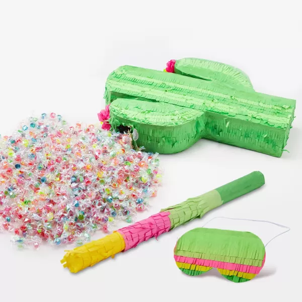 Mermaid Tail Pinata with Plastic Bat and Paper Blindfold for Fun Fiesta Taco Party Supplies Photo Props Mexican Theme Decoration Carnivals Festivals Girl Kids Birthday Parties 13W x 16H xCactus