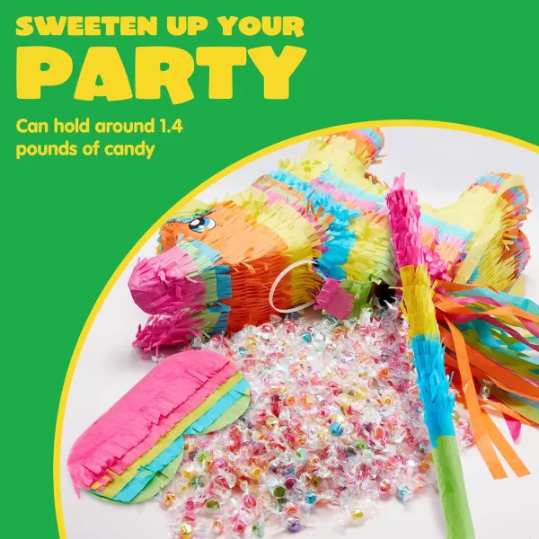 Mermaid Tail Pinata with Plastic Bat and Paper Blindfold for Fun Fiesta Taco Party Supplies Photo Props Mexican Theme Decoration Carnivals Festivals Girl Kids Birthday Parties 13W x 16H xBig Donkey