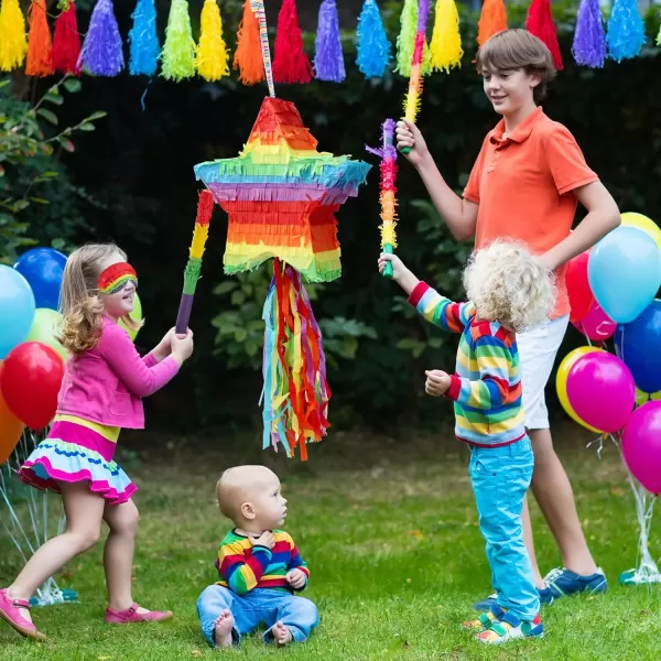 Mermaid Tail Pinata with Plastic Bat and Paper Blindfold for Fun Fiesta Taco Party Supplies Photo Props Mexican Theme Decoration Carnivals Festivals Girl Kids Birthday Parties 13W x 16H xStar