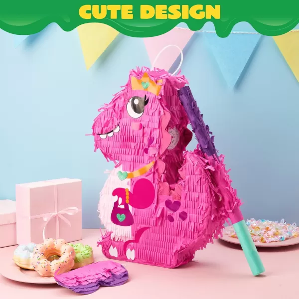 Mermaid Tail Pinata with Plastic Bat and Paper Blindfold for Fun Fiesta Taco Party Supplies Photo Props Mexican Theme Decoration Carnivals Festivals Girl Kids Birthday Parties 13W x 16H xDinosaur Girl