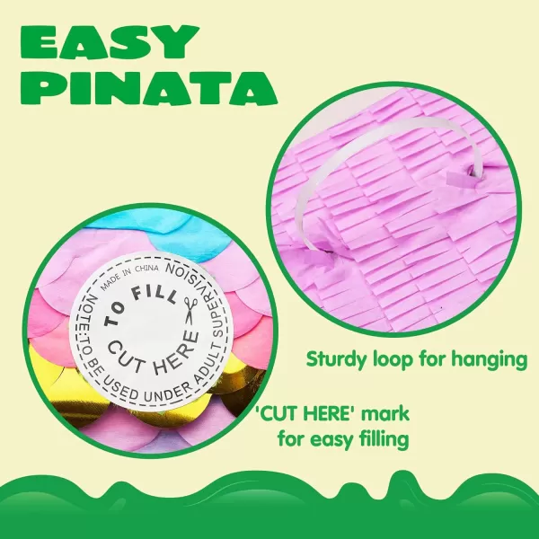 Mermaid Tail Pinata with Plastic Bat and Paper Blindfold for Fun Fiesta Taco Party Supplies Photo Props Mexican Theme Decoration Carnivals Festivals Girl Kids Birthday Parties 13W x 16H xMermaid