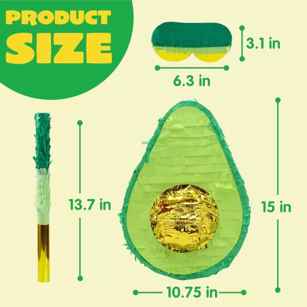 Mermaid Tail Pinata with Plastic Bat and Paper Blindfold for Fun Fiesta Taco Party Supplies Photo Props Mexican Theme Decoration Carnivals Festivals Girl Kids Birthday Parties 13W x 16H xAvocado