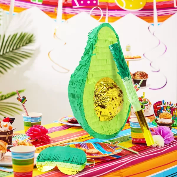 Mermaid Tail Pinata with Plastic Bat and Paper Blindfold for Fun Fiesta Taco Party Supplies Photo Props Mexican Theme Decoration Carnivals Festivals Girl Kids Birthday Parties 13W x 16H xAvocado