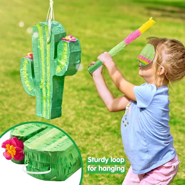 Mermaid Tail Pinata with Plastic Bat and Paper Blindfold for Fun Fiesta Taco Party Supplies Photo Props Mexican Theme Decoration Carnivals Festivals Girl Kids Birthday Parties 13W x 16H xCactus