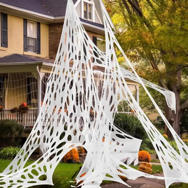 JOYIN 1000sqft Halloween Spider Web Outdoor Decoration Giant Spider Cobwebs Halloween Decor Outside DIY Stretchy Flexible Spiderweb Decor for Haunted House Halloween Party Decorations Supplies