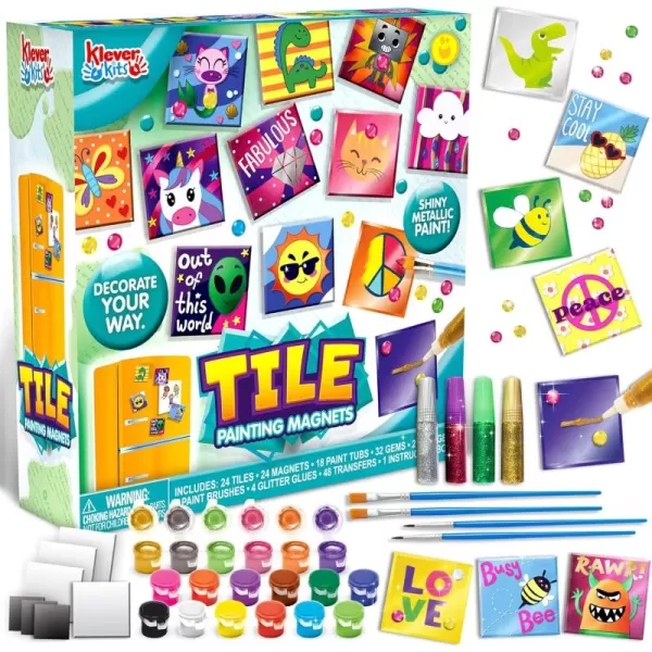 JOYIN 24 Magnetic Mini Tiles Art Kit Creativity DIY Paint Arts and Crafts for Kids DIY Supplies for Party Favors Family Activity Birthday Present Toys Gifts for Boys and Girls Ages312