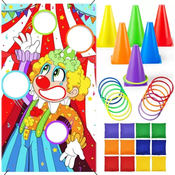 JOYIN 31PCS 3 in 1 Carnival Games Easter Ring Toss Yard Game Set Bean Bags Cones  Outdoor Toys for Toddlers ampamp Kids Childrens Indoor Play Family Fun Games Kids Party Cornhole Set Lawn Games