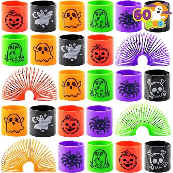 JOYIN 60 PCS Halloween Coil Spring for Kids Mini Magic Springs Toys Fidget Stress Coils Toy for Halloween Party Favors Trick or Treat Bags Stuffers Classroom Exchange Carnival Game Prizes