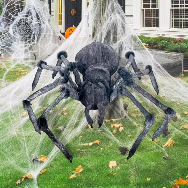 JOYIN Halloween Outdoor Decorations Giant Spider 45 Large Spider Halloween Decor Outside Fake Spider for Haunted House Prop Halloween Scary Realistic Spider for Yard Lawn Garden Indoor Party Decor