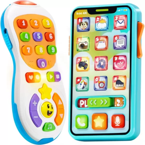 JOYIN Upgraded Toy Phone and Remote Control Set 90 Music and Learning Phrases Baby Toys 612 Months Toddler Birthday Gifts for 1 2 3 Year Old Girs Boy Toys Holiday Stocking Stuffers