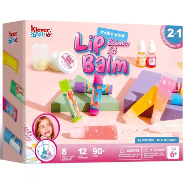 Klever Kits 2in1 Lip Balm Making Kit for Kids Make Your Own Lip Balm DIY Lip Gloss Set for Kids Science Kit with Flavoring Scents DIY Makeup Set Present for Girls 6 and Up