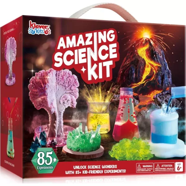 Klever Kits Amazing Science Kits 85 Experiments Educational Toys STEM Activities with Erupting Volcano and Growing Crystal Tree for Kids Aged 6 7 8