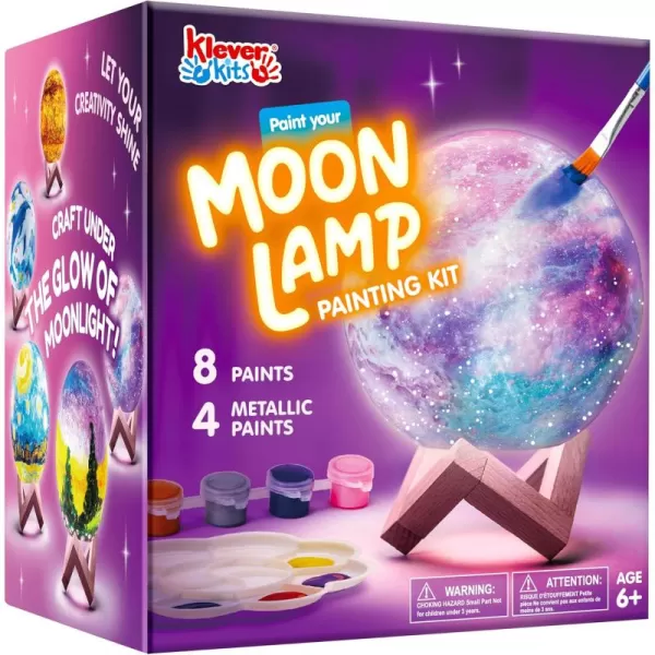 Klever Kits DIY 3D Moon Night Light Paint Your Own Moon Lamp Kit Galaxy Lamp Arts and Crafts Kit School Activities Birthday Gifts for Kids Girls Boys