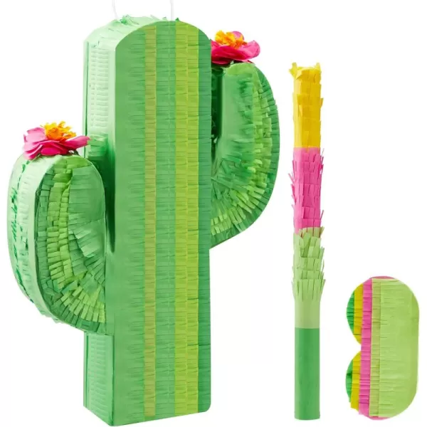 Mermaid Tail Pinata with Plastic Bat and Paper Blindfold for Fun Fiesta Taco Party Supplies Photo Props Mexican Theme Decoration Carnivals Festivals Girl Kids Birthday Parties 13W x 16H xCactus