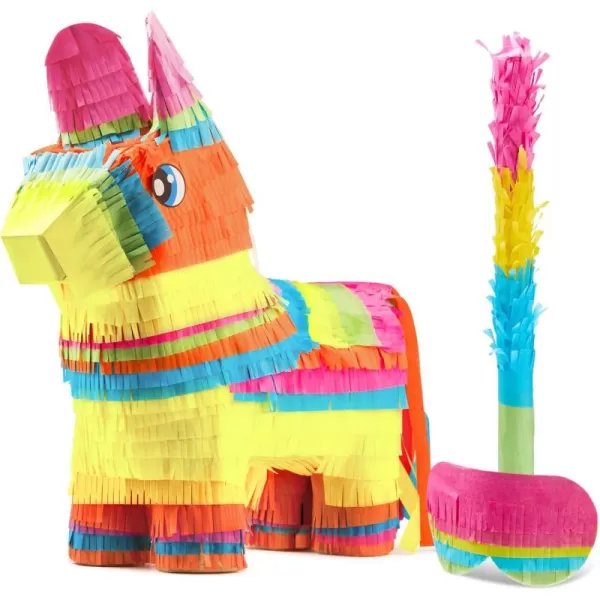 Mermaid Tail Pinata with Plastic Bat and Paper Blindfold for Fun Fiesta Taco Party Supplies Photo Props Mexican Theme Decoration Carnivals Festivals Girl Kids Birthday Parties 13W x 16H xBig Donkey