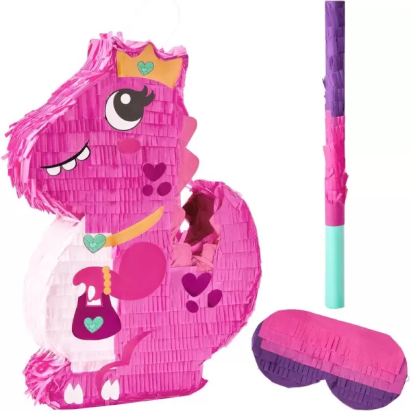 Mermaid Tail Pinata with Plastic Bat and Paper Blindfold for Fun Fiesta Taco Party Supplies Photo Props Mexican Theme Decoration Carnivals Festivals Girl Kids Birthday Parties 13W x 16H xDinosaur Girl
