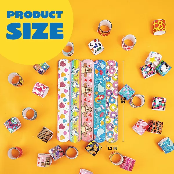 JOYIN 144 Pcs Slap Bracelets for Kids Bulk Wristbands with Animals Friendship Heart Print 36 Designs for kids Easter Party Favors Classroom Prizes Exchanging Gifts