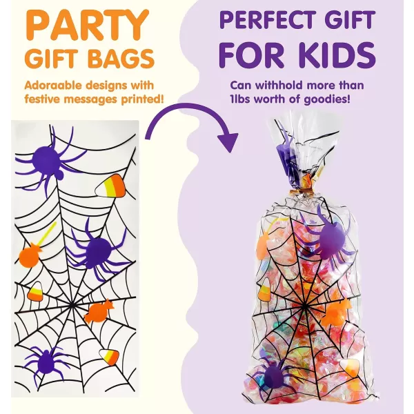 JOYIN 150 PCS Halloween Cellophane Candy Bags Clear Treat Bags with Twist Ties Trick or Treating Bags Halloween Goodie Bags Non Candy Cookie Bags for Kids Halloween Party Favors Supplies