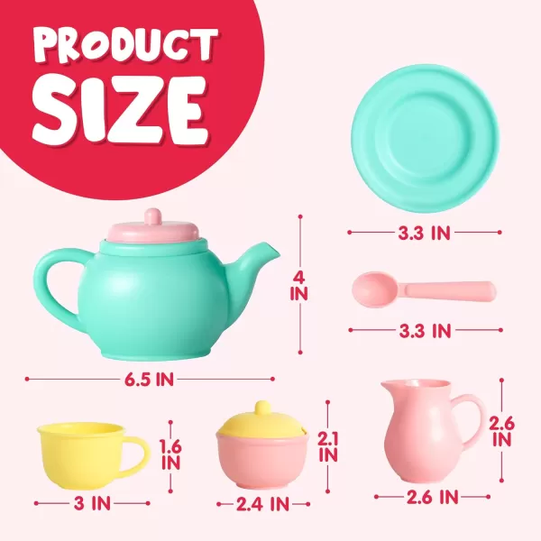 JOYIN 18PCS Pretend Play Tea Party Set Play Food Accessories BPA Free Phthalates Free Plastic Tea Set Mini Kitchen for Kids Gifts for Toddler Boys Girls Ages 3456 Years Old