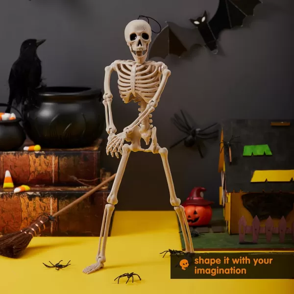 JOYIN 3 PCS 16 Inches Halloween Hanging Skeletons Full Body Posable Joints Movable Plastic Bones for Halloween Party Outdoor Indoor Decor Yard Patio Lawn Garden Props Decorations16 inches