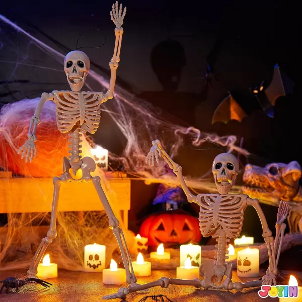 JOYIN 3 PCS 16 Inches Halloween Hanging Skeletons Full Body Posable Joints Movable Plastic Bones for Halloween Party Outdoor Indoor Decor Yard Patio Lawn Garden Props Decorations16 inches