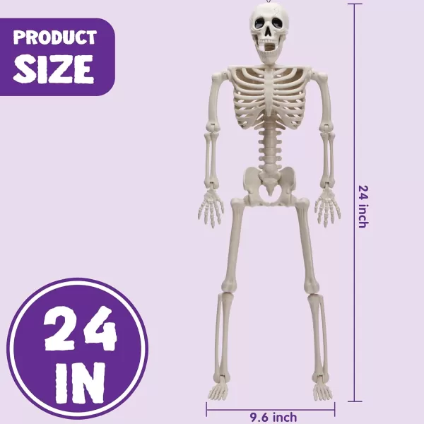 JOYIN 3 PCS 16 Inches Halloween Hanging Skeletons Full Body Posable Joints Movable Plastic Bones for Halloween Party Outdoor Indoor Decor Yard Patio Lawn Garden Props Decorations24 inches
