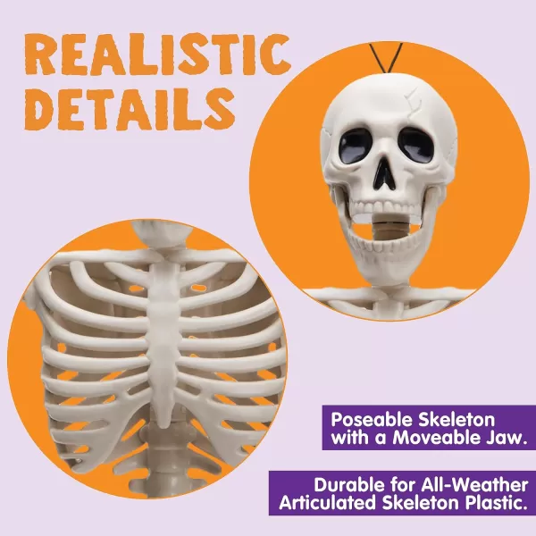 JOYIN 3 PCS 16 Inches Halloween Hanging Skeletons Full Body Posable Joints Movable Plastic Bones for Halloween Party Outdoor Indoor Decor Yard Patio Lawn Garden Props Decorations16 inches