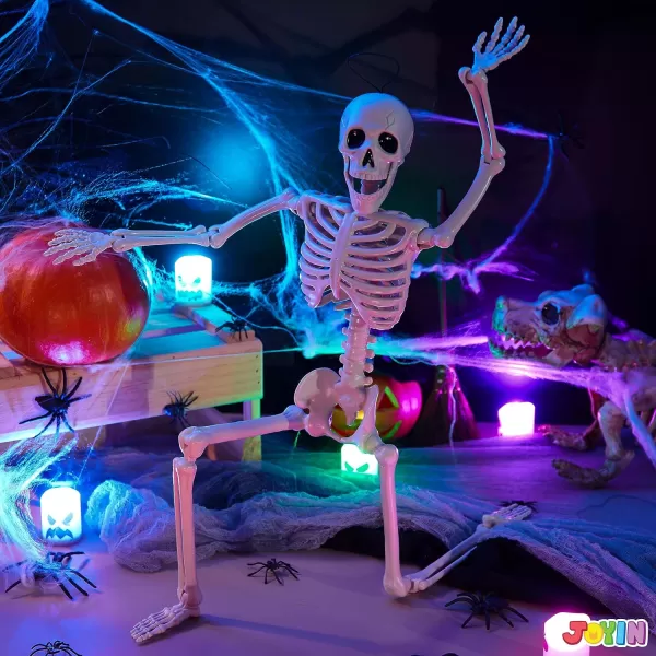 JOYIN 3 PCS 16 Inches Halloween Hanging Skeletons Full Body Posable Joints Movable Plastic Bones for Halloween Party Outdoor Indoor Decor Yard Patio Lawn Garden Props Decorations24 inches