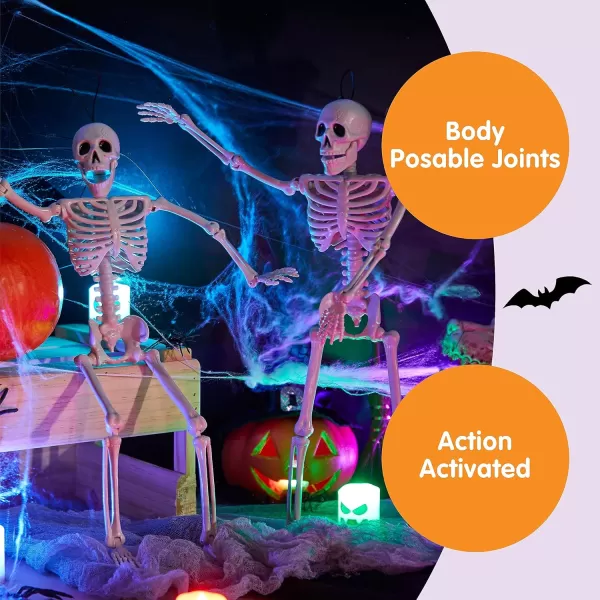 JOYIN 3 PCS 16 Inches Halloween Hanging Skeletons Full Body Posable Joints Movable Plastic Bones for Halloween Party Outdoor Indoor Decor Yard Patio Lawn Garden Props Decorations16 inches