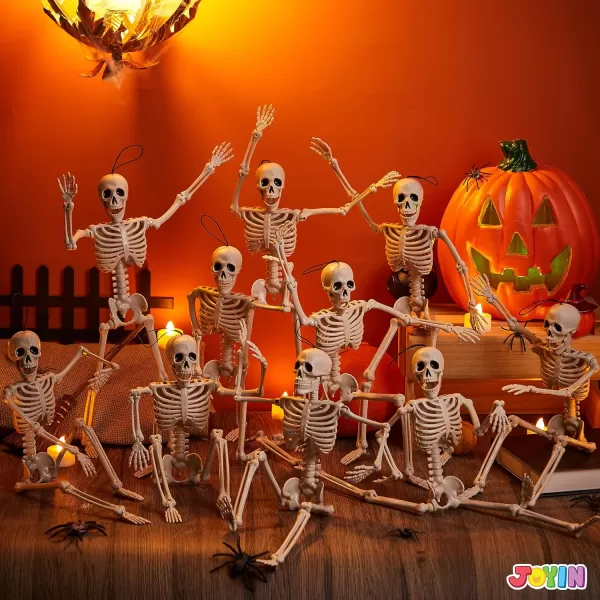 JOYIN 3 PCS 16 Inches Halloween Hanging Skeletons Full Body Posable Joints Movable Plastic Bones for Halloween Party Outdoor Indoor Decor Yard Patio Lawn Garden Props Decorations16 inches