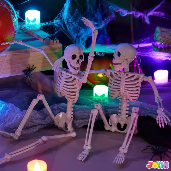 JOYIN 3 PCS 16 Inches Halloween Hanging Skeletons Full Body Posable Joints Movable Plastic Bones for Halloween Party Outdoor Indoor Decor Yard Patio Lawn Garden Props Decorations16 inches