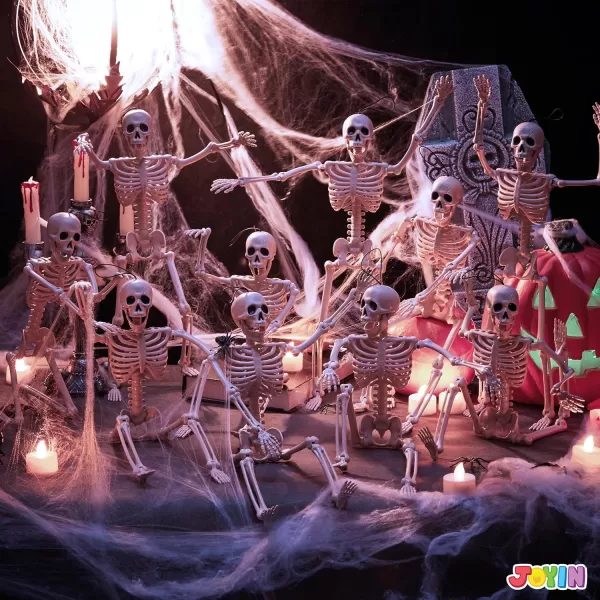 JOYIN 3 PCS 16 Inches Halloween Hanging Skeletons Full Body Posable Joints Movable Plastic Bones for Halloween Party Outdoor Indoor Decor Yard Patio Lawn Garden Props Decorations16 inches