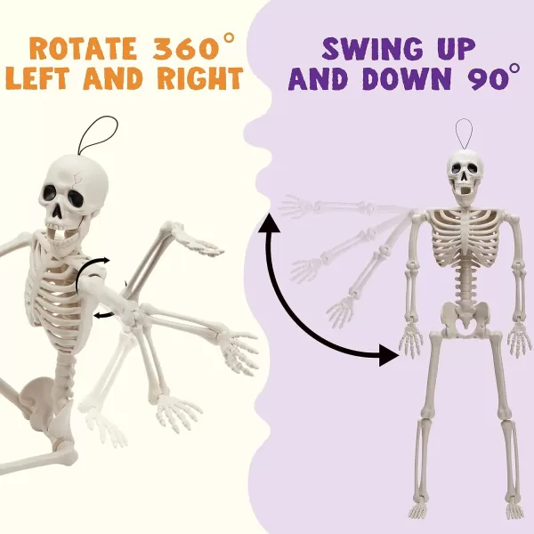 JOYIN 3 PCS 16 Inches Halloween Hanging Skeletons Full Body Posable Joints Movable Plastic Bones for Halloween Party Outdoor Indoor Decor Yard Patio Lawn Garden Props Decorations16 inches