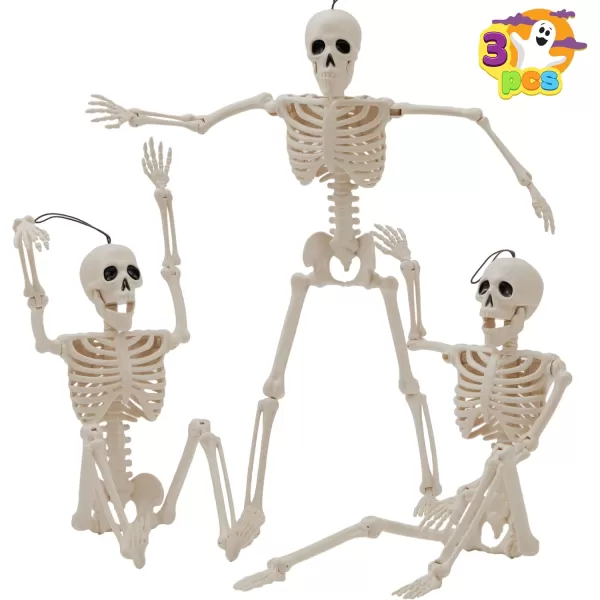 JOYIN 3 PCS 16 Inches Halloween Hanging Skeletons Full Body Posable Joints Movable Plastic Bones for Halloween Party Outdoor Indoor Decor Yard Patio Lawn Garden Props Decorations16 inches