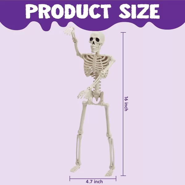 JOYIN 3 PCS 16 Inches Halloween Hanging Skeletons Full Body Posable Joints Movable Plastic Bones for Halloween Party Outdoor Indoor Decor Yard Patio Lawn Garden Props Decorations16 inches
