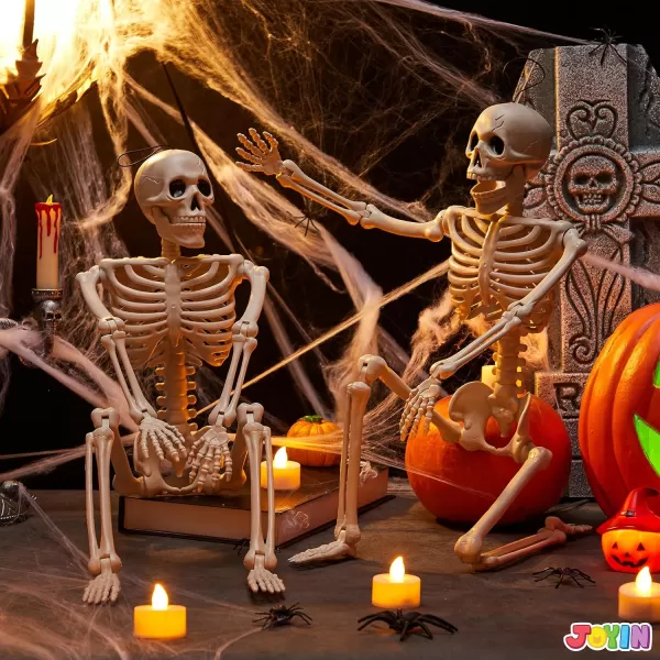 JOYIN 3 PCS 16 Inches Halloween Hanging Skeletons Full Body Posable Joints Movable Plastic Bones for Halloween Party Outdoor Indoor Decor Yard Patio Lawn Garden Props Decorations24 inches