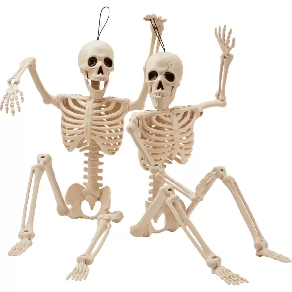 JOYIN 3 PCS 16 Inches Halloween Hanging Skeletons Full Body Posable Joints Movable Plastic Bones for Halloween Party Outdoor Indoor Decor Yard Patio Lawn Garden Props Decorations24 inches