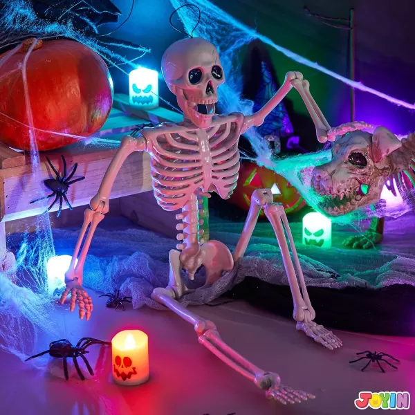 JOYIN 3 PCS 16 Inches Halloween Hanging Skeletons Full Body Posable Joints Movable Plastic Bones for Halloween Party Outdoor Indoor Decor Yard Patio Lawn Garden Props Decorations24 inches