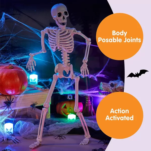 JOYIN 3 PCS 16 Inches Halloween Hanging Skeletons Full Body Posable Joints Movable Plastic Bones for Halloween Party Outdoor Indoor Decor Yard Patio Lawn Garden Props Decorations16 inches