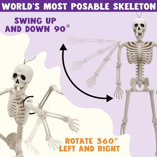 JOYIN 3 PCS 16 Inches Halloween Hanging Skeletons Full Body Posable Joints Movable Plastic Bones for Halloween Party Outdoor Indoor Decor Yard Patio Lawn Garden Props Decorations24 inches