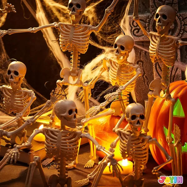 JOYIN 3 PCS 16 Inches Halloween Hanging Skeletons Full Body Posable Joints Movable Plastic Bones for Halloween Party Outdoor Indoor Decor Yard Patio Lawn Garden Props Decorations16 inches
