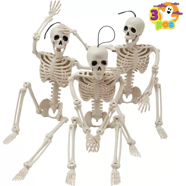 JOYIN 3 PCS 16 Inches Halloween Hanging Skeletons Full Body Posable Joints Movable Plastic Bones for Halloween Party Outdoor Indoor Decor Yard Patio Lawn Garden Props Decorations16 inches